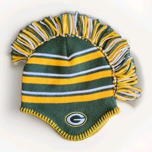 Green Bay Packers Kids Green Mohawk Stripe Knit Hat SZ 4-7